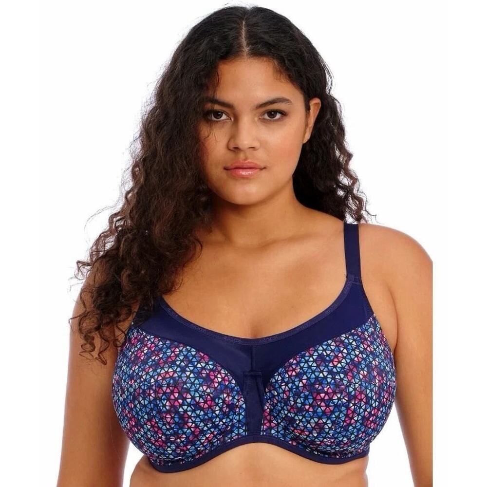 NEW Elomi EL8042 Full Figure Underwire Sports Bra, Neo Geo, Size US 38 O- UK 38K